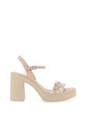 Nero Giardini Diamante Buckle High Heeled Sandals, Beige image