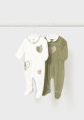 Mayoral Baby Girl Set of Two Velour Babygro’s, Green image