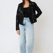 Noisy May Rollo Faux Leather Biker Jacket, Black