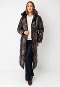 Normann Leopard Padded Long Hooded Coat, Brown image