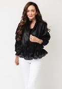 NU Denmark Emerly Faux Leather Laser Cut Jacket, Black image
