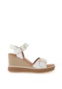 Oh My Sandals Pebbled Leather Buckle Wedge Sandals, White image