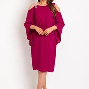Olimara Applique Cold Shoulder Midi Dress, Magenta