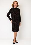 Olsen Animal Print with High Neckline Midi Dress, Brown image