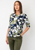 Olsen Abstract Print Round Neck T-Shirt, Green Multi image