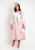 Ophelia Melita Embossed Overlayer Jacket and Midi Dress Set, Blush Pink