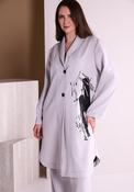 Ora Graphic Print Jersey Coat, Grey image