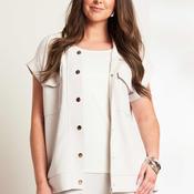 Ora Hooded Jersey Jacket, Stone &amp; White