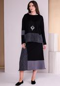 Ora Elastic Trim Asymmetric Panel Midi Skirt, Black image