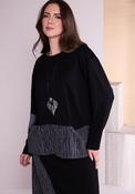 Ora Contrast Trim Long Sleeve Top, Black image