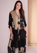 Ora Chiffon Longline Blouse, Beige &amp; Black image