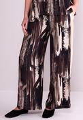Ora Printed Contrast Stripe Wide Leg Trousers, Brown image