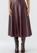 Oui Faux Leather Aline Midi Skirt, Berry Wine image
