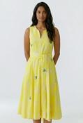 Oui Lemon Print with Belt Detail A-Line Dress, Yellow image