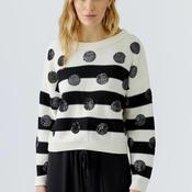 Oui Striped Sequin Disc Jumper, Off White