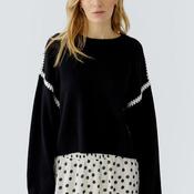 Oui Knit Contrast Seam Knit Jumper, Black