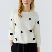 Oui Crochet Applique Knit Jumper, Off White