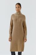 Oui Ribbed Knitted Sweater Dress, Beige image