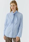 Oui Neck Tie Detail Pinstriped Blouse, Blue image