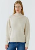 Oui High Neck Ribbed Knit Jumper, Off White image