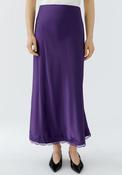 Oui Satin with Lace Trim Detail Midi Skirt, Purple image