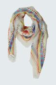 Oui Tropical Print Sheer Scarf, Cream Multi image