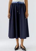 Oui Nylon A-Line Midi Skirt, Navy image