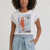 Oui Embroidered and Sequin Detail Graphic Print T-Shirt, White image