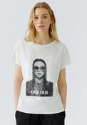 Oui Sequin Graphic Print T-Shirt, White image