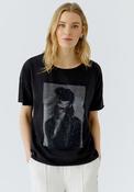 Oui Rhinestone Graphic Print T-Shirt, Washed Black image