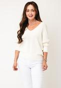Oui Cotton V Neck Knit Jumper, Cream image