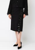 Oui Sequin Fringe Trim Wrap Midi Skirt, Black image