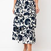 Oui Botanical Print Layered Midi Skirt, Navy image
