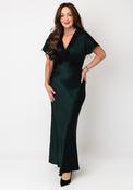 Oui Satin Lace Trim Maxi Dress, Green image