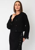 Oui Feather Trim Short Jacket, Black image