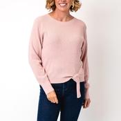 Oui Bow Detail Crew Neck Jumper, Pink image