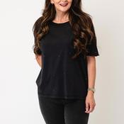 Oui Rhinestone Washed T-Shirt, Faded Black image