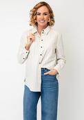 Oui Striped Cotton Shirt, Cream image