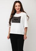 Oui Graphic Print with Rhinestone Detail T-Shirt, White image