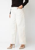 Oui High Waisted Wide Barrel Leg Jeans, Cream image