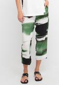 Ozai N Kú Watercolour Print Cropped Trousers, Green Multi image