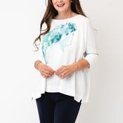 Ozai N Kú Watercolour Print Relaxed Top, White Multi