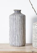 Pacific Bude Stoneware Stripe Design Vase, Blue and White image