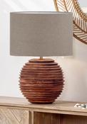 Pacific Large Round Turned Wood Table Lamp image