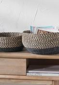 Pacific Set of 2 Seagrass Round Baskets, Brown and Black image