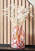 Pacific Tortoiseshell Tall Glass Vase, Red and White image