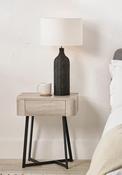 Pacific Ukiah Oak Veneer Bedside Table, Grey and Black image