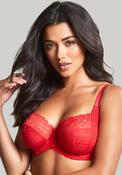 Panache Envy Houndstooth Print Full Cup Lace Bra, Poppy Red image
