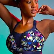 Panache Graphic Non Wired Sports Bra, Navy Multi