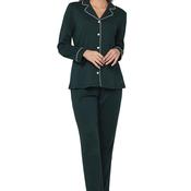 Pastunette Buton Down Long Sleeve Pyjama Set, Green